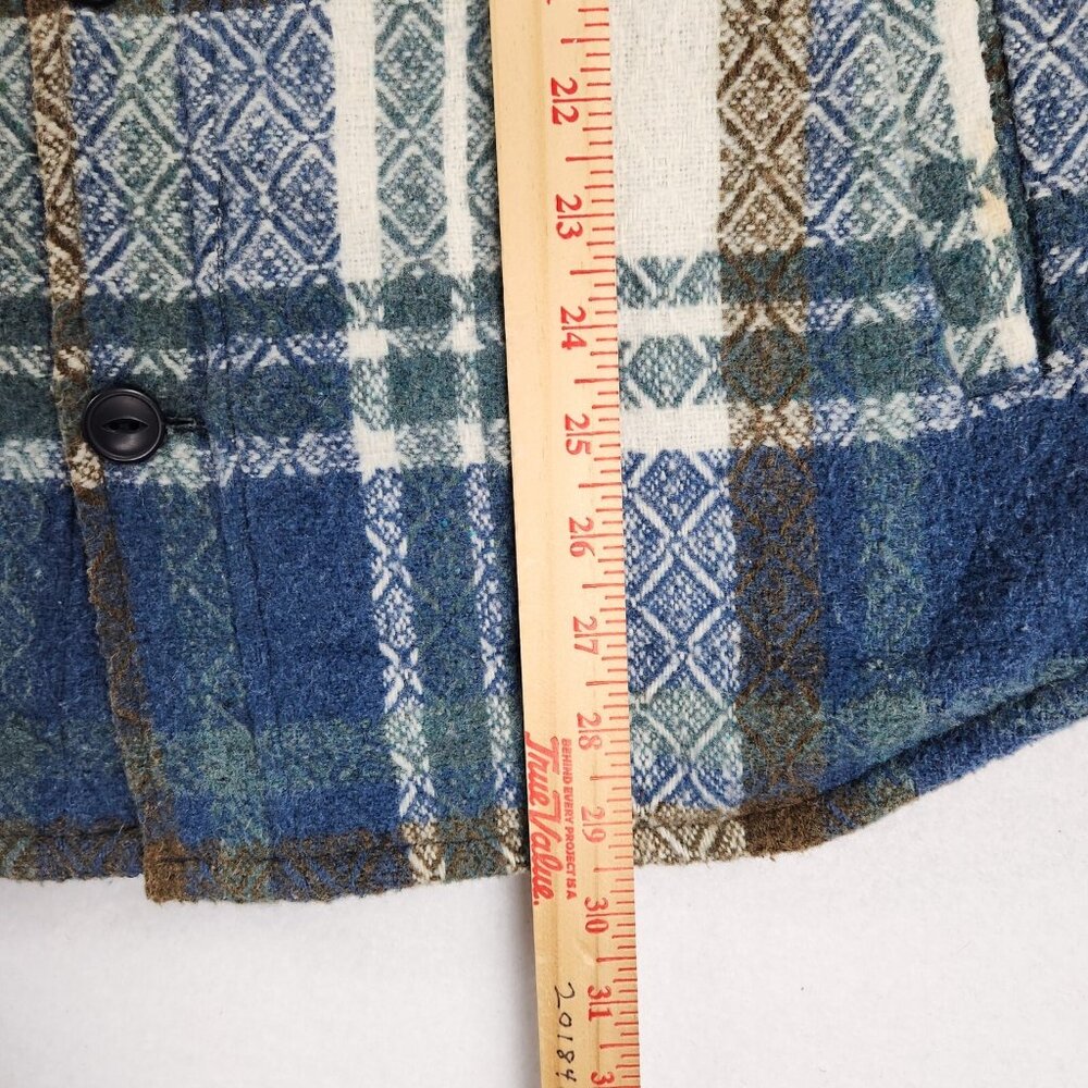 Lucky Brand Jacket Mens Medium Blue Plaid Wool Blend Button Front Shirt Shacket - Picture 7 of 15